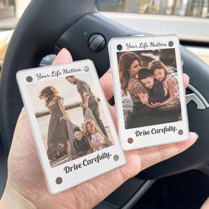 Clip per visiera auto personalizzata, clip per foto auto con messaggio di sicurezza, regalo per auto per i genitori dai figli, clip per visiera sentimentale per il marito, regalo per auto nuova