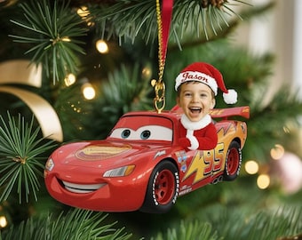 Personalized Lightning McQueen Ornament, Disney Cars Ornament, Custom Face Christmas Gift, Pixar McQueen Keepsake 2025, Disney Holiday Decor