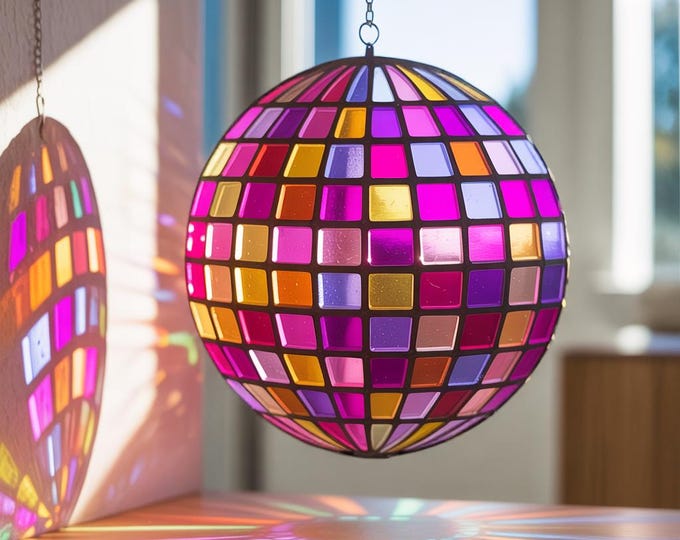 Disco Ball Suncatcher, Faux Disco Ball,Colorful Window Decor,Retro Acrylic Ornament,Boho Sun Catcher For Window Hanging