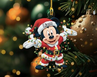Adorno navideño personalizado de Mickey Mouse, adorno de Mickey de Disney, recuerdo de viaje a Disney 2025, regalo navideño de Disney World