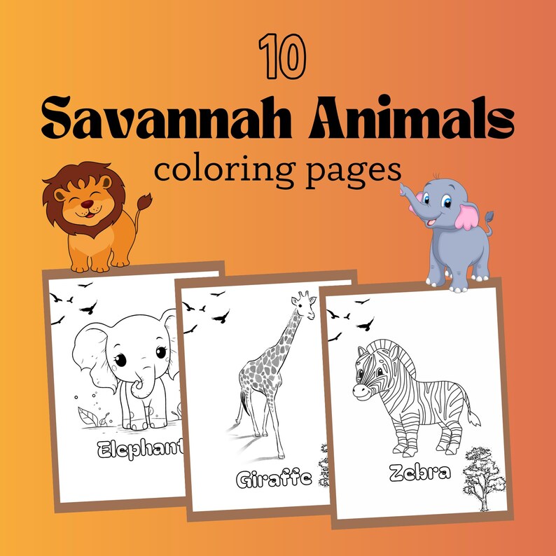 Printable Coloring Pages of Savannah Animals 10 Educational Sheets With