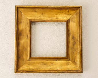Modern Burnished Gold Square Wood Picture Frame, Large Minimalist Art Border, Custom Sizes