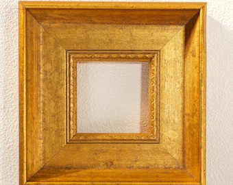Antiqued Gold Picture Frame, Gold Gilt Wood Frame, Hand-Finished Frame for Canvas, Photos and Arts, Custom Sizes -4×4 5×5 6×6 8×8 10×10