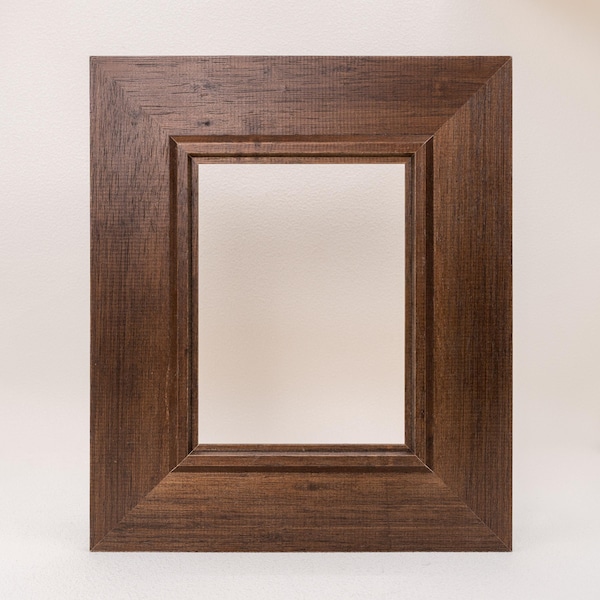 Marco de fotos clásico de madera con acabado en nogal, borde biselado ancho, marco moderno para fotos y obras de arte, decoración de pared minimalista, enmarcado personalizado.