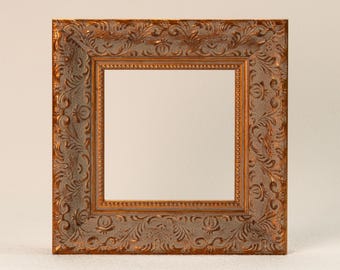 Antiker goldverzierter Bilderrahmen - Vergoldeter Barockstil für Leinwand oder Fotos - Beunruhigter, handgefertigter Rahmen-4x4 5x5 6x6 8x8