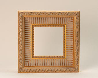 Verzierter Goldbilderrahmen, vergoldete Oberfläche im antiken Stil, quadratischer Vintage-Fotorahmen-Custom-Bilderrahmen-4x4 4x6 6x6 8x8 10x10 12x12