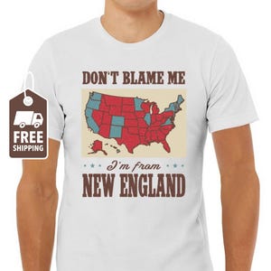 Carte électorale T-shirt, cadeau politique, chemise de la fierté de la Nouvelle-Angleterre, carte de l'État, cadeau démocrate, carte des votes, t-shirt de protestation libéral du nord-est anti Trump