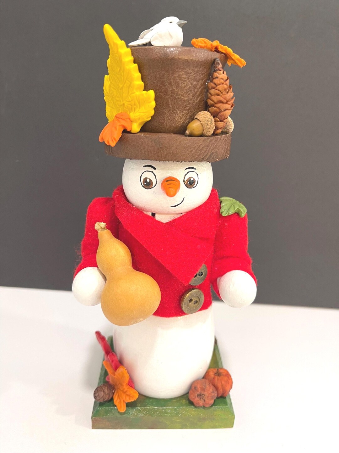 Fall Snowman Nutcracker: Wearing A Jacket, Autumn Figurine, Whimsy ...