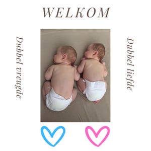 Kaart tweeling J/M Card twins boy girl