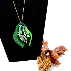 Unique Handmade leather necklace (hand drawn/hand painted)/ thick full grain leather