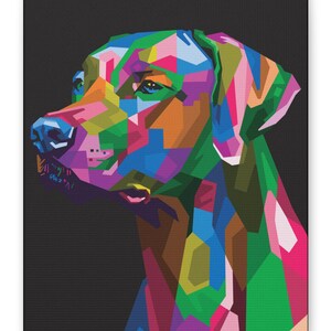 Colorful Dog Portrait Canvas Art, Modern Pet Wall Decor, Dog Lover Gift, Vibrant Home Decor, Animal Art