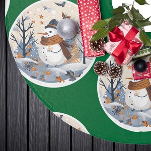 Snowman Christmas Tree Skirt: Plush Fleece Holiday Decor