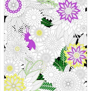 Floral Coloring Page for Adults – Intricate Flower Doodle Line Art | Printable Digital Download for Relaxation & Mindfulness