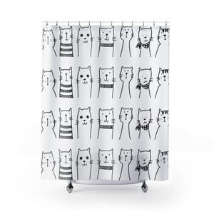 Whimsical Cat Shower Curtain: Fun Pet Lover Bathroom Decor