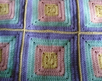 Baby Blanket / Gift  / Finished product / Granny square blanket  / Stroller blanket  / Car seat blanket 26 inch wide 28 inch long