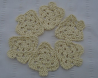 Crochet coaster shape of a Christmas tree cream set of 6