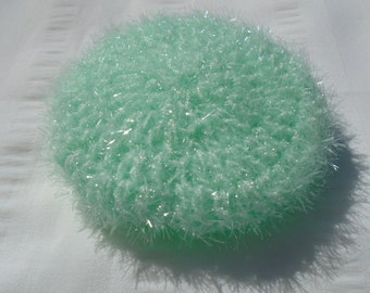 Scrubber, Dish Scrubbies, Kitchen Scrubbies, 3.5 inch round , Double Layer, Kitchen Essential, Hand Crochet Kitchen Scrubber, Mind green .