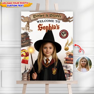 Personalized Birthday Welcome Sign, Birthday Welcome Photo Sign Printable, Birthday Party Decoration,Wizard Party Welcome Sign Welcome Decor