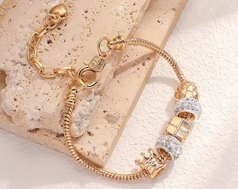 Stainless Steel Bracelet For Women Gift, Pandora Bracelet, Crystal Stone Bracelet,Birthday Gift,Stone Jewelry,Mother's Day Gift