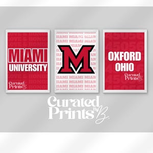Miami University (Oxford) wall art, digital prints, dorm decor, Miami  3 Pack #1