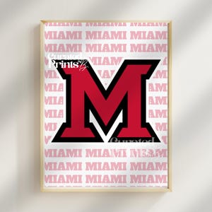Miami University (Oxford) wall art, digital prints, dorm decor, Miami Logo