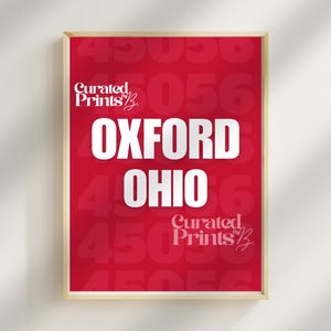 Miami University (Oxford) wall art, digital prints, dorm decor, Oxford Zip Code