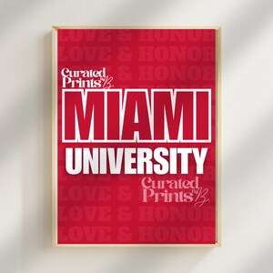 Miami University (Oxford) wall art, digital prints, dorm decor, Miami Love and Honor