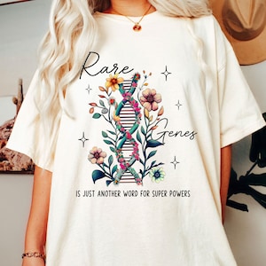Rare Genes T-Shirt, Super Power Awareness Tee, Rare Disease Support Gift, Floral DNA Graphic Shirt, Genetic Disorder Awareness Shirt