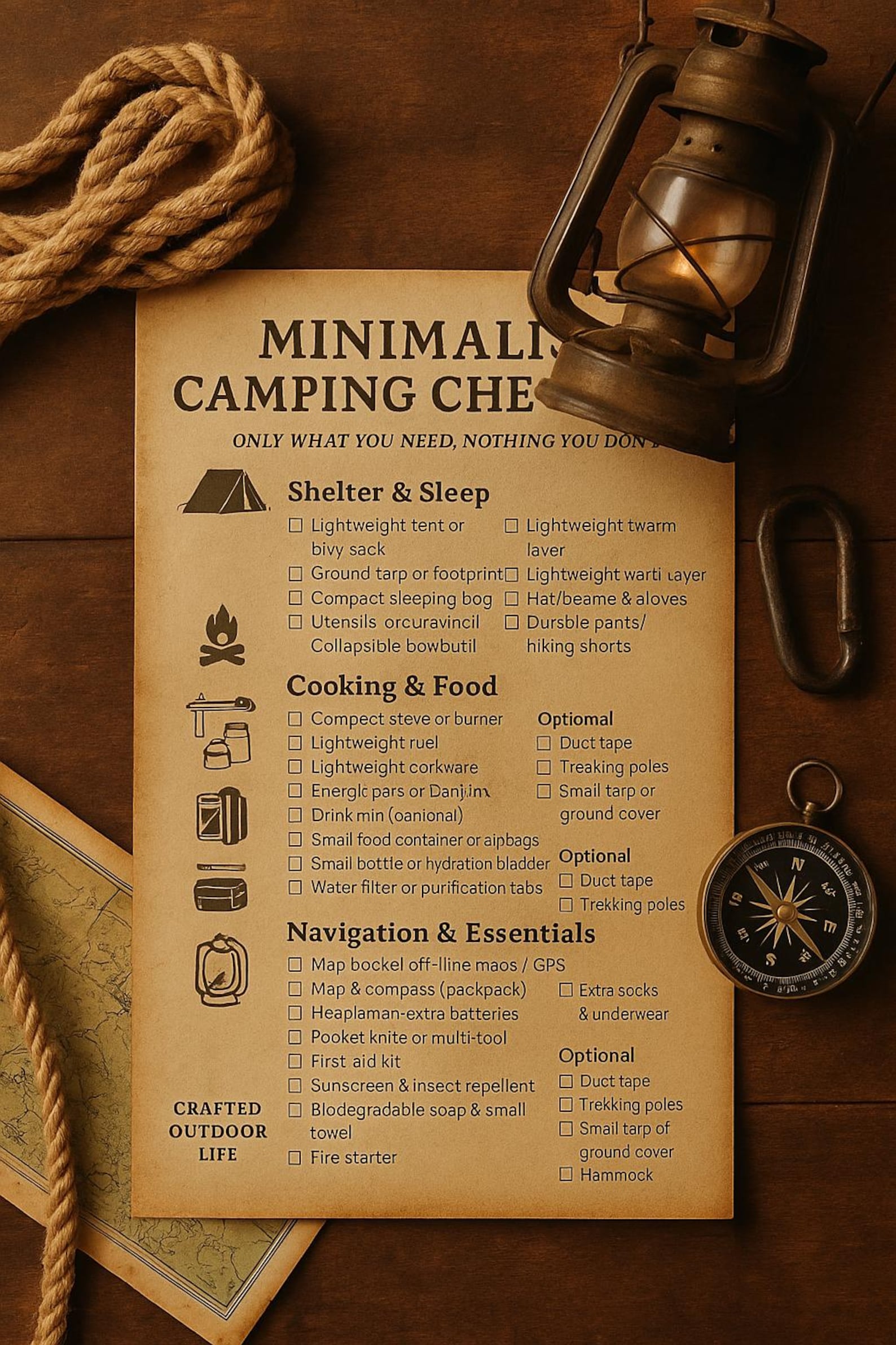 Minimalist Camping Checklist Printable | Digital Outdoor Packing List ...