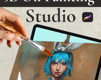 3D Oil Painting Studio for Procreate: Realistic Canvas & Brushes