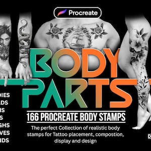 Procreate Body Stamps: Tattoo Platzierung & Design (166 männlich/weiblich)