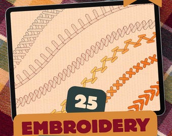 Embroidery Repeater Brush Set for Procreate – 25 Stitch Pattern Brushes for Digital Art & Design