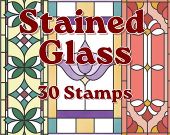 30 Stained Glass Procreate Stamps