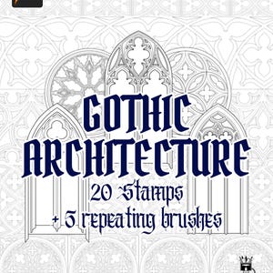 25 Gothic Architecture Procreate Stamps