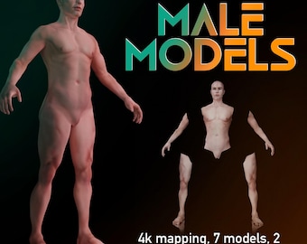 Procreate 3D Male Model Set – 7 High-Quality Models for Tattoo Design and Placement