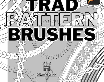 Traditional Tattoo Pattern Brushes for Procreate: Seamless Designs