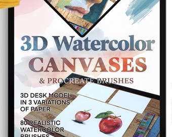 Ultimate Procreate Watercolor Pack – 3D Paper Desks + 80 Brushes + 20 Palettes (600 Colors)