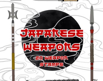 Japanese Weapon Stamp Brushes for Procreate – Samurai & Ninja Weapons Drawing Kit