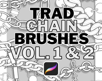 40 Seamless Traditional Chain Brushes for Procreate- Chain Set vol.1 & 2 Bundle