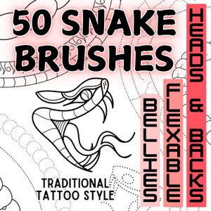 50 Traditionelle Snake Tattoo Procreate Pinsel: Liner, Shader, Muster