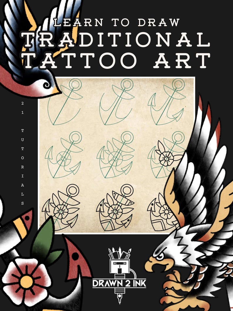 Traditional Tattoo Art Tutorials: Procreate Stamps & Brushes (digital ...
