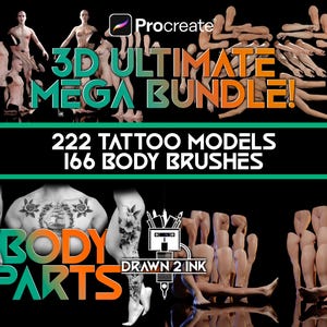 3D Tattoo Model Bundle: 222 Models & 166 Body Stamps