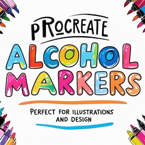Realistic Procreate Alcohol Markers Brush Set with Paper Textures & Color Palettes