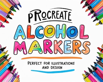 Realistic Procreate Alcohol Markers Brush Set with Paper Textures & Color Palettes