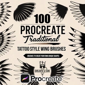 100 Traditional Drawing Wing Brushes for Procreate – Seamless Repeaters