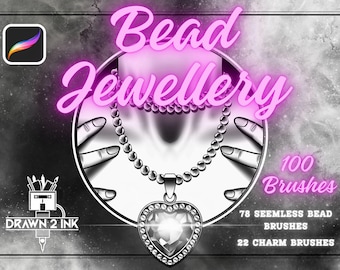 Bead Jewelry Procreate Brush Set – 100 Bead & Charm Brushes for Seamless Designs