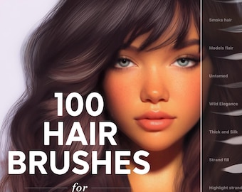 100 Hair Brushes for Procreate: Liners, Strands, Outliners, Frizzy, Curls, Braids, Dreadlocks