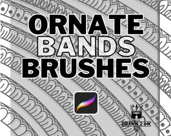 Seamless Ornate Bands for Procreate: 34 repeating Patterns