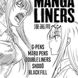 30 pinceles manga para Procreate | G-pen, Maru pen, shodō, líneas dobles y relleno | Set de entintado anime y tatuaje