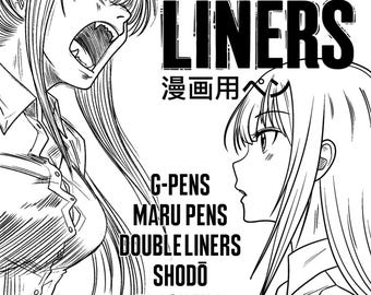 30 Manga Liner Brushes for Procreate | G-Pen, Maru Pen, Shodō Ink (Digital Download)